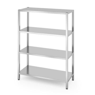 Skladový regál se 4 plnými policemi – přišroubovaný, HENDI, Kitchen Line, 1200x500x(H)1800mm | 812549